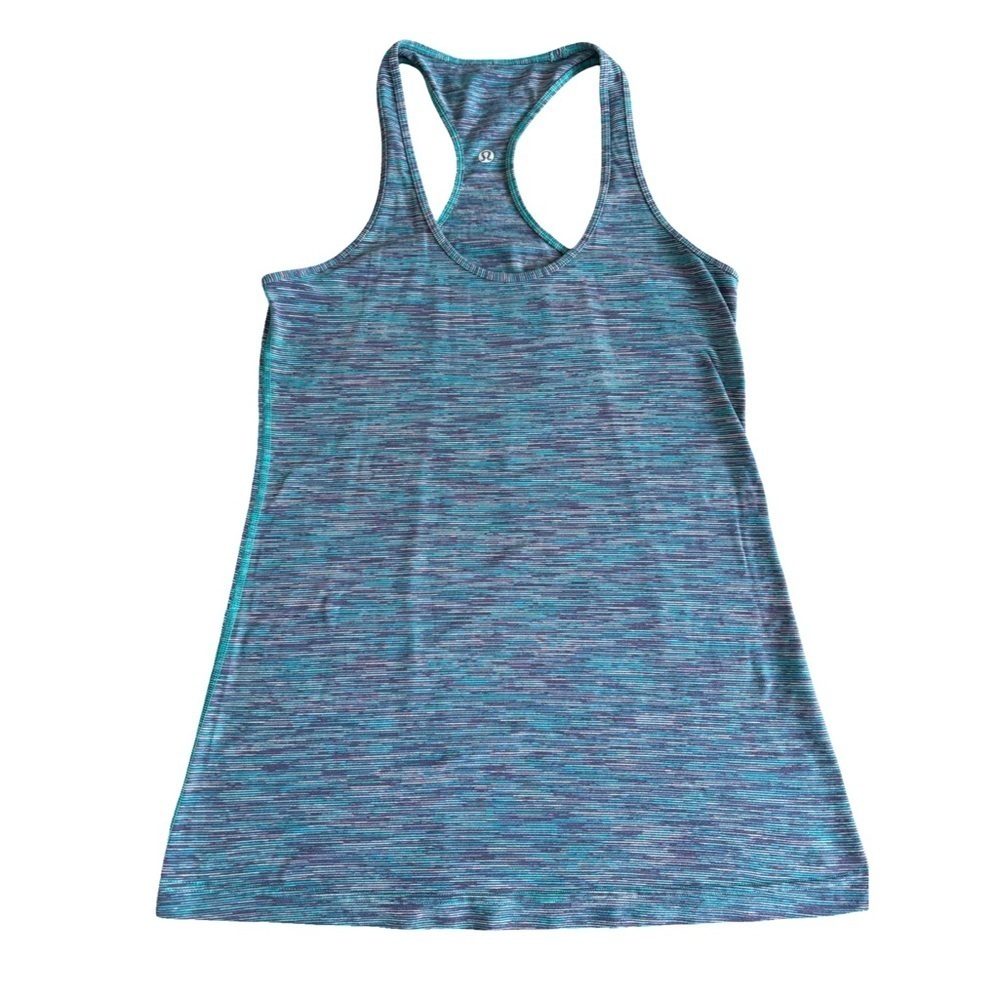 Lululemon Cool Racerback II Yoga Tank Top Nulu Fabric Teal Purple Size 8 - Picture 3 of 6
